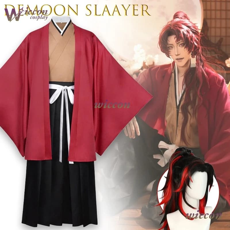 CosR Anime Tsugikuni Yoriichi Costume Cosplay Kimono Japanese Haori Mantle Coat Men's Christmas Dress Masked Halloween