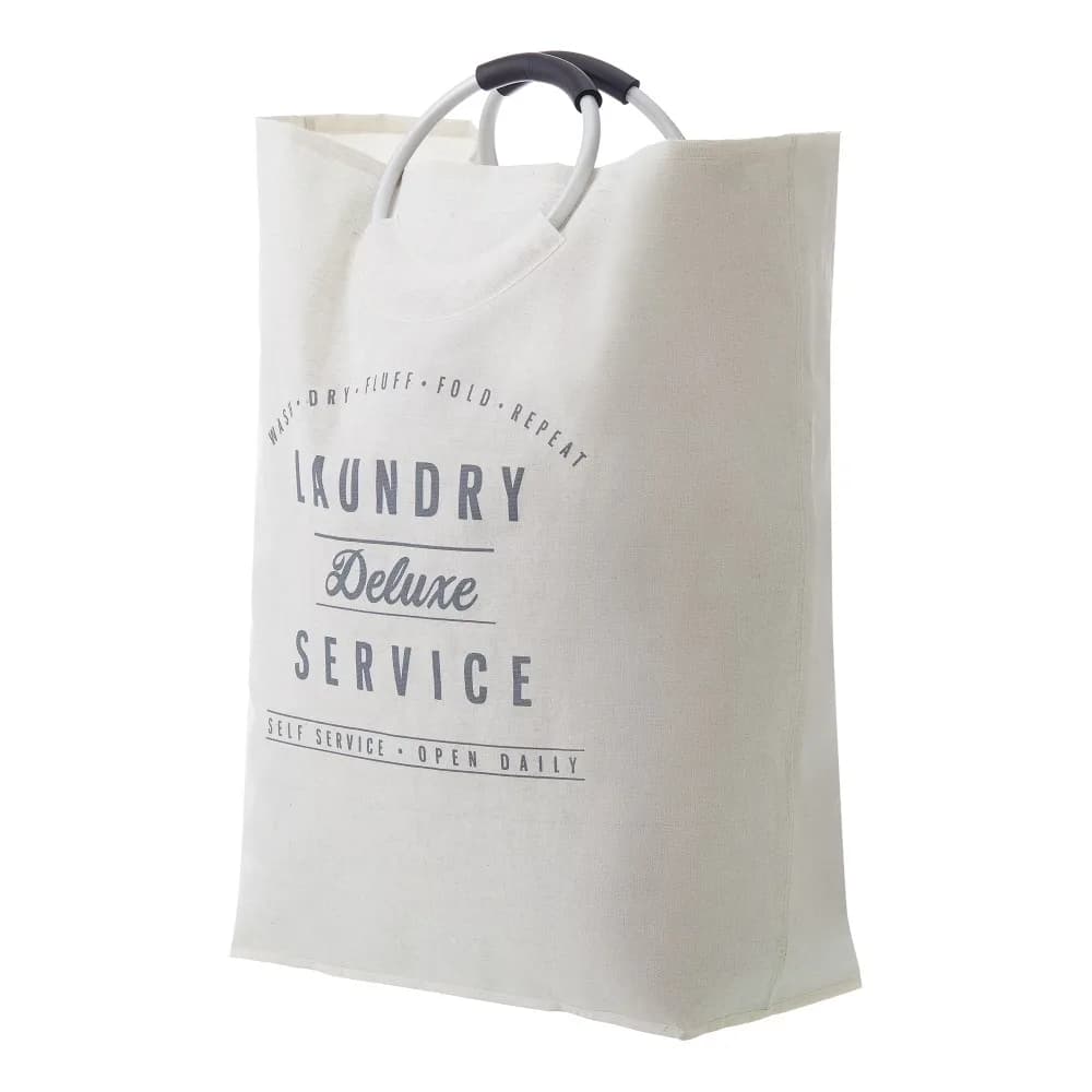 Best seller Large Canvas Laundry Bag Tote with Handles Wash Storage Travel Hamper 17x8.5x25.25 Inches