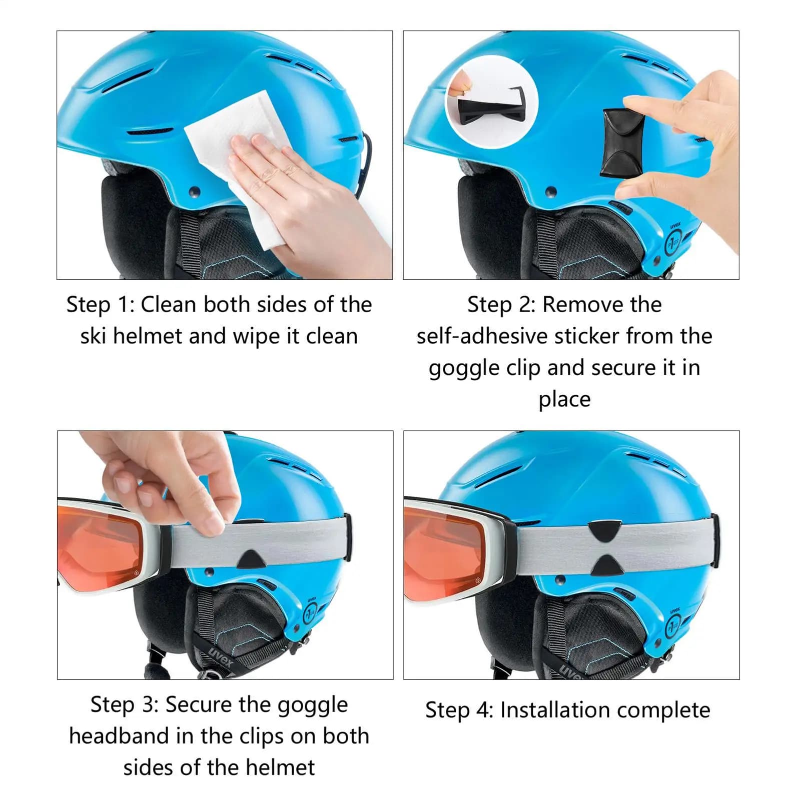 Confezione da 2 clip per occhiali da sci Porta occhiali multiuso per esterni Clip a sgancio rapido Adatto per occhiali montati su casco