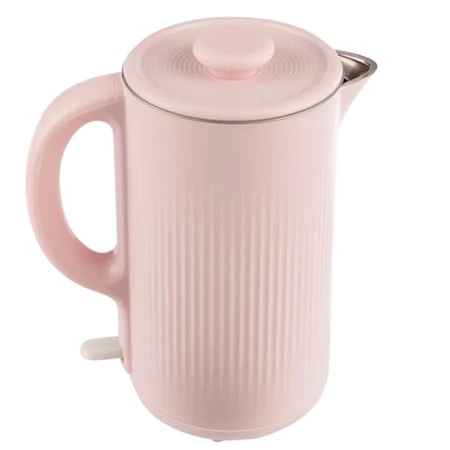 Electric kettle - Quick heating water heater with automatic shutdown, stainless steel interior and double wall construction in pink