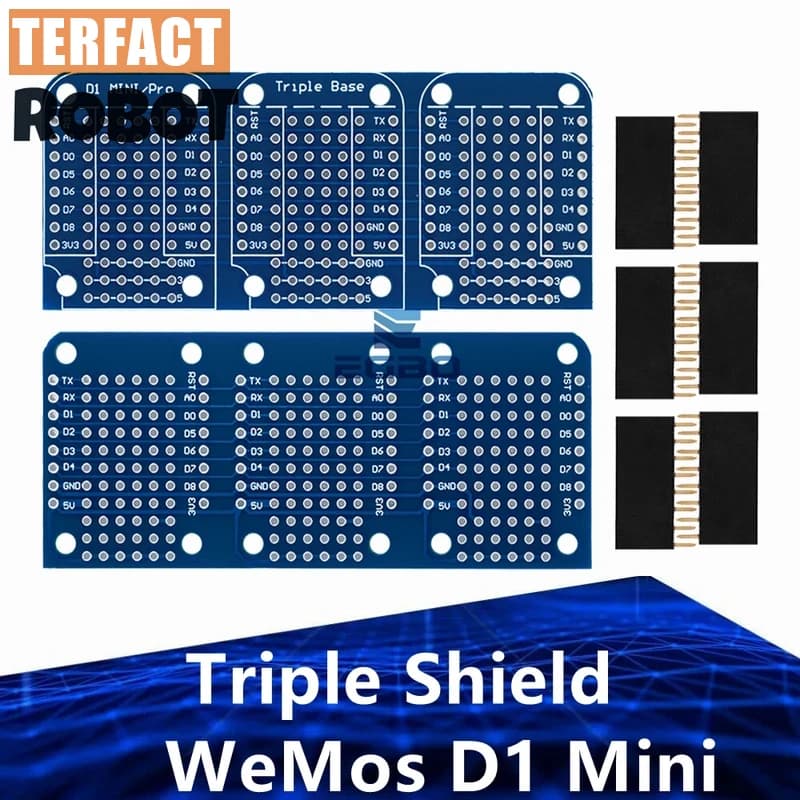 1~10 pezzi per WeMos D1 Mini Triple-Layer Shield | Scheda protoboard bifacciale per prototipazione elettronica fai-da-te compatibile con Arduino