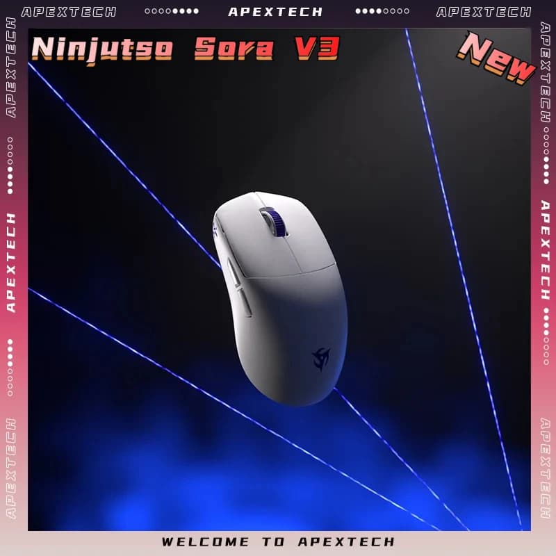 Mouse da Gaming Wireless Ninjutso Sora V3 Ultraleggero 40g AIMNINJA 2 PRO Sensore 45K Dual-Mode 2.4G/Cablato 8K Polling - Offerta Anniversario