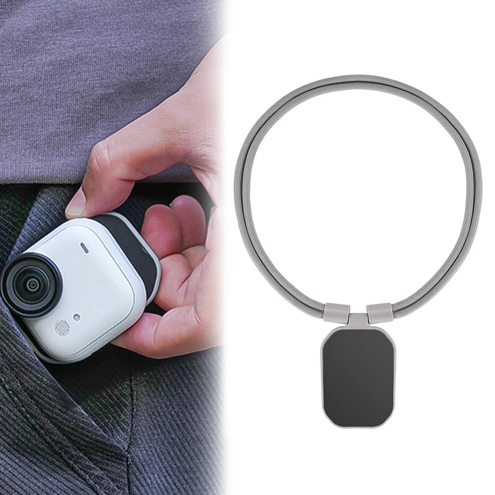 Supporto Magnetico per Action Camera da Collo con Cordino Regolabile, Compatibile con Go Ultra MIC