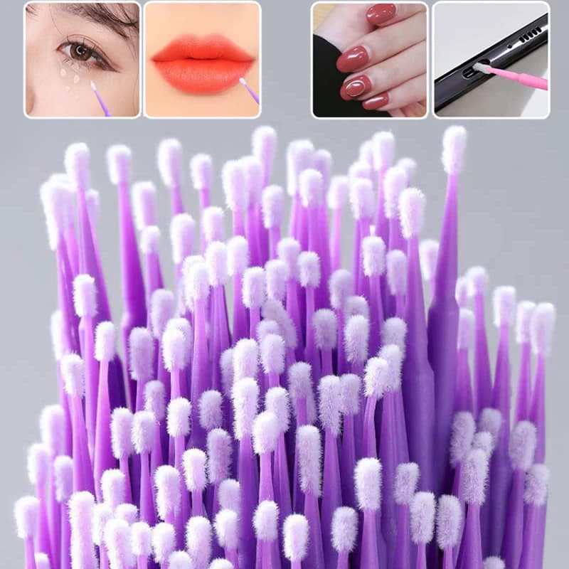 50-100 pz. Micro Spazzole Monouso in Cotone per Extension Ciglia, Applicazione Mascara, Eyeliner e Rossetto