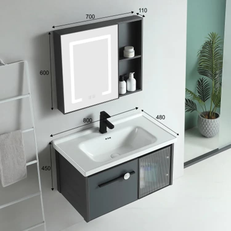 Mobile Bagno Sospeso con Specchio e Lavabo in Ceramica, Design Chaozhou