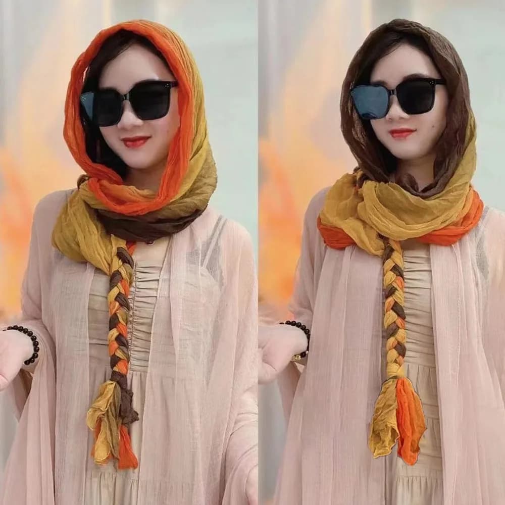 Accessorio di Moda, Sciarpa in Seta Intrecciata a Mano, Lunga Protezione Solare, Sciarpa Plissettata da Spiaggia, Primavera Estate