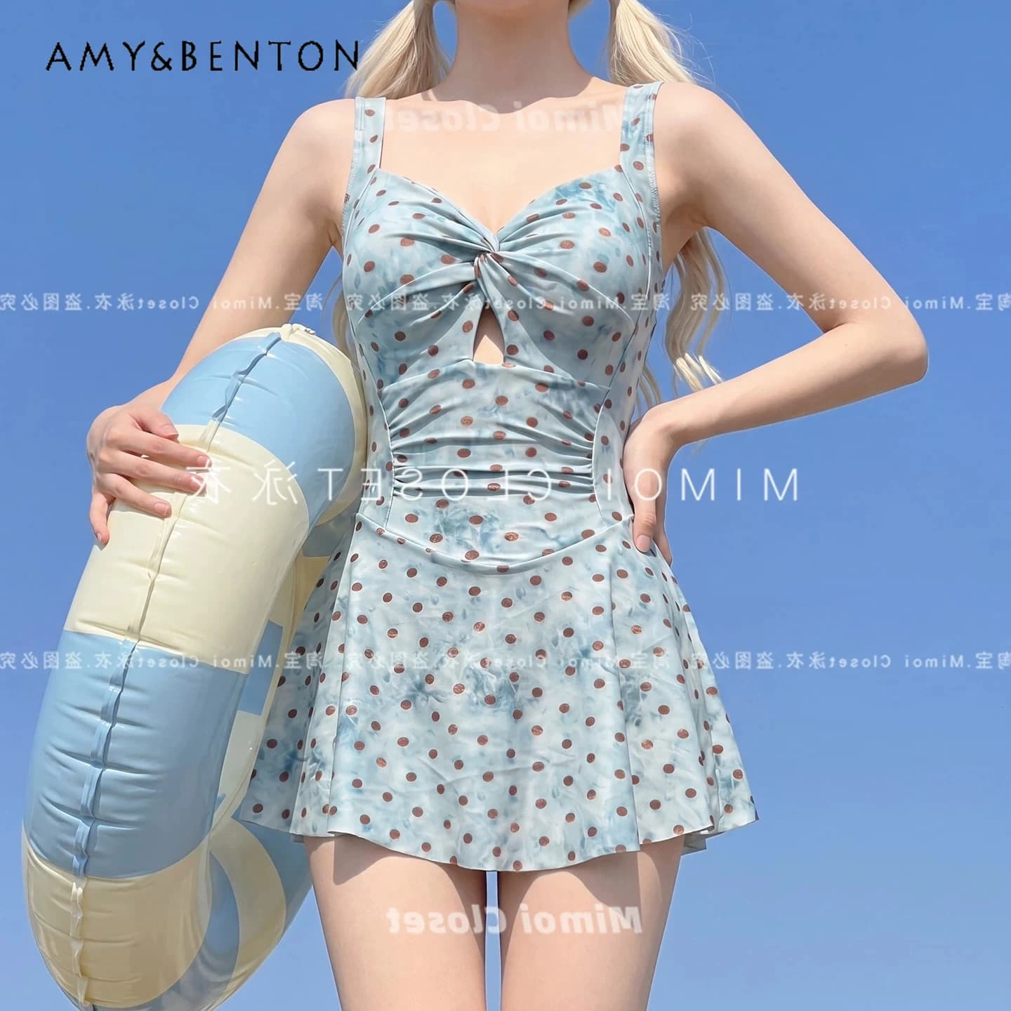 Costume da bagno vintage a pois con scollo a cuore, grazioso per ragazza, nuovo, versatile, slim, comodo, per vacanze al mare