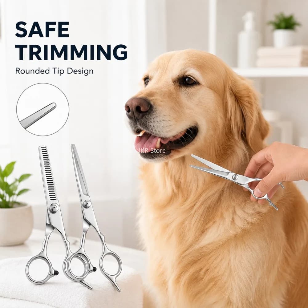 Cat Dog Grooming Scissors Stainless Steel Trimming Shears with Comb for Pet Haircut Home Grooming and Daily Coat Care