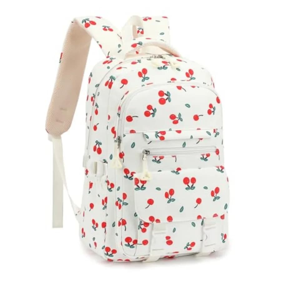 Zaino scolastico per ragazze 5-12 anni, borsa da viaggio Kawaii Cherry