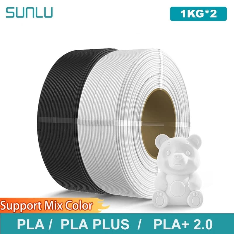 SUNLU 2KG PLA/PLA PLUS/PLA+2.0 Filament 1.75mm 1KG Without Tray 3D Printer Filament for Printer & 3D Pen, Refill Filament