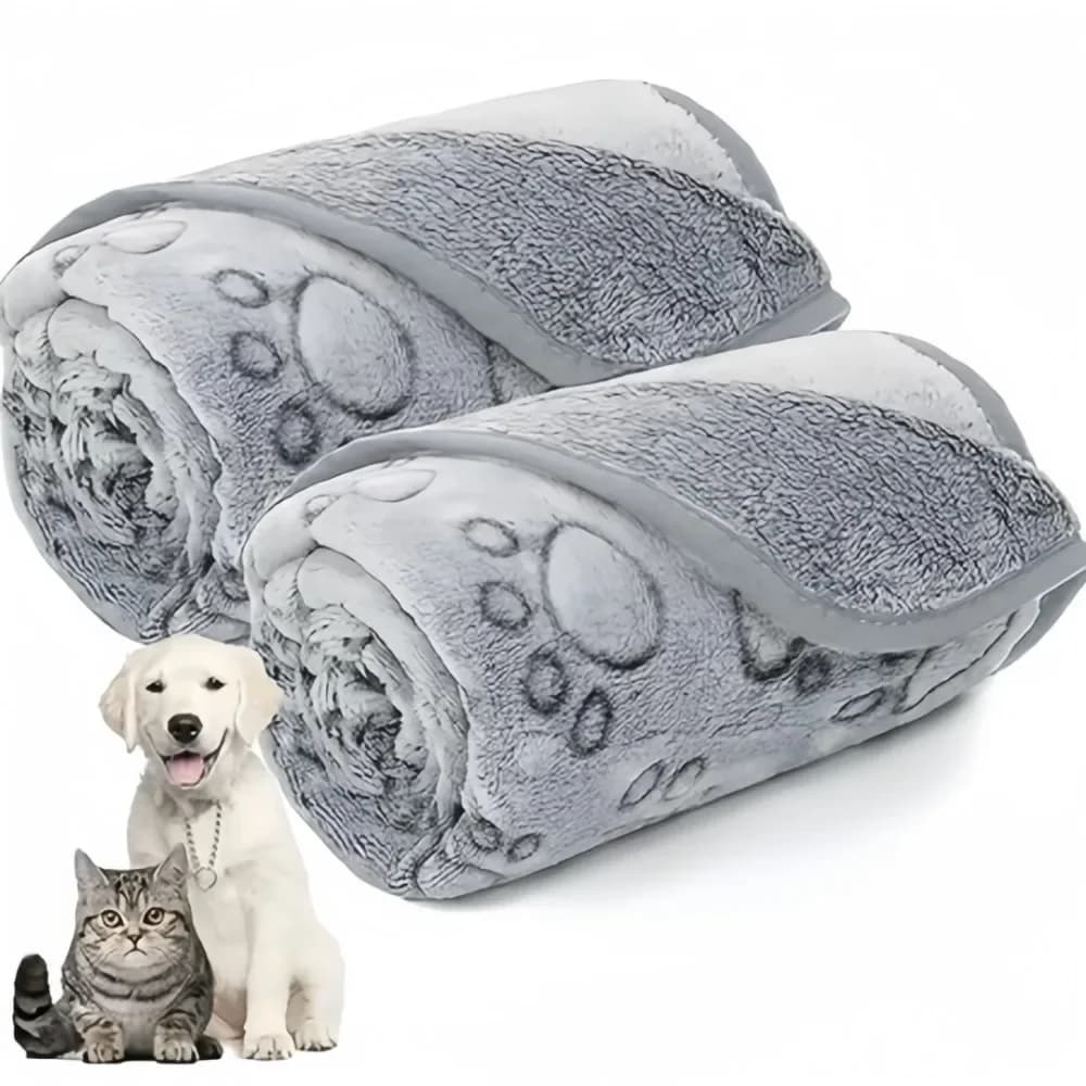 Soft Fluffy Pet Plush Blanket Cute Cartoon Paw Print Design Pattern Pet Mat Warm Comfortable Blanket Washable Sleeping Mat