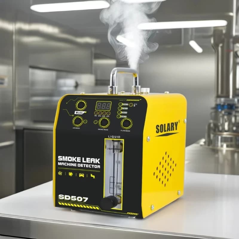 SD507 Universal Automotive Truck Smoke Leak Detector Engine Analyzer LCD Display Built-in Air Pump DC12V 65W Yellow