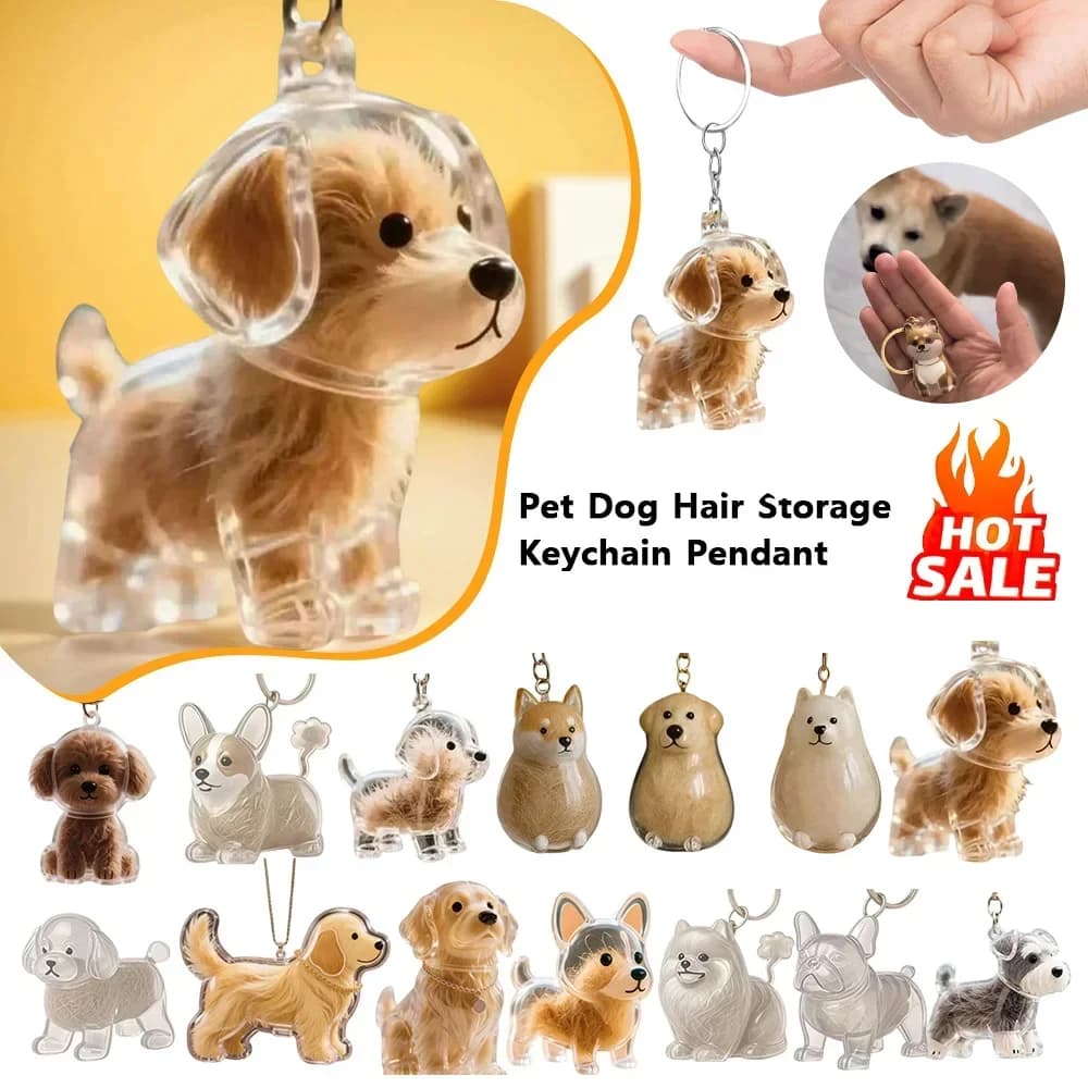 Contenitore trasparente per la conservazione dei peli del cane Adorabile ciondolo a capsula per ricordi di animali domestici con portachiavi per gli amanti degli animali Portachiavi commemorativo fai-da-te