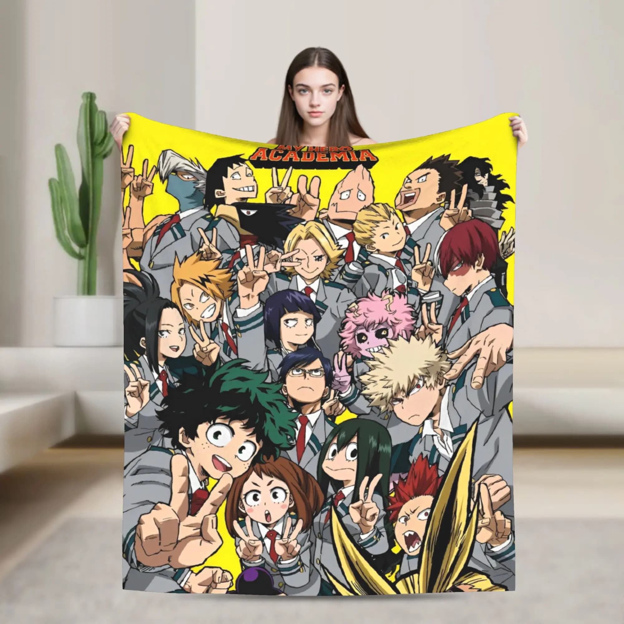 My Hero Academia Coperta in pile Primavera Autunno Anime Traspirante Coperte super calde per biancheria da letto Divano Trapunta sottile in peluche