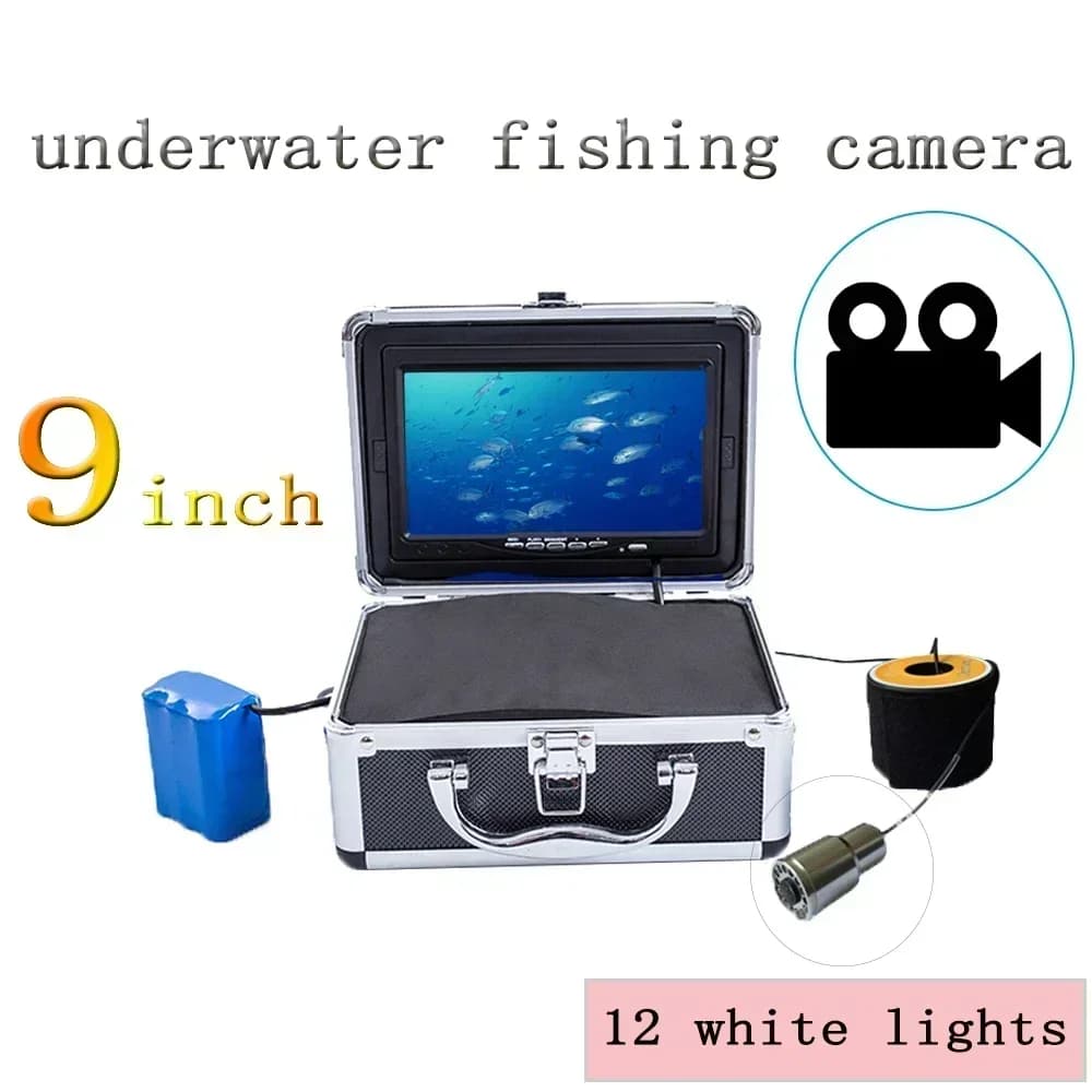 WF39 12 luci bianche evidenziate schermo LCD da 9 pollici impermeabile profondo fotocamera da pesca ICE con scheda SD da 8 GB supporto registrazione video
