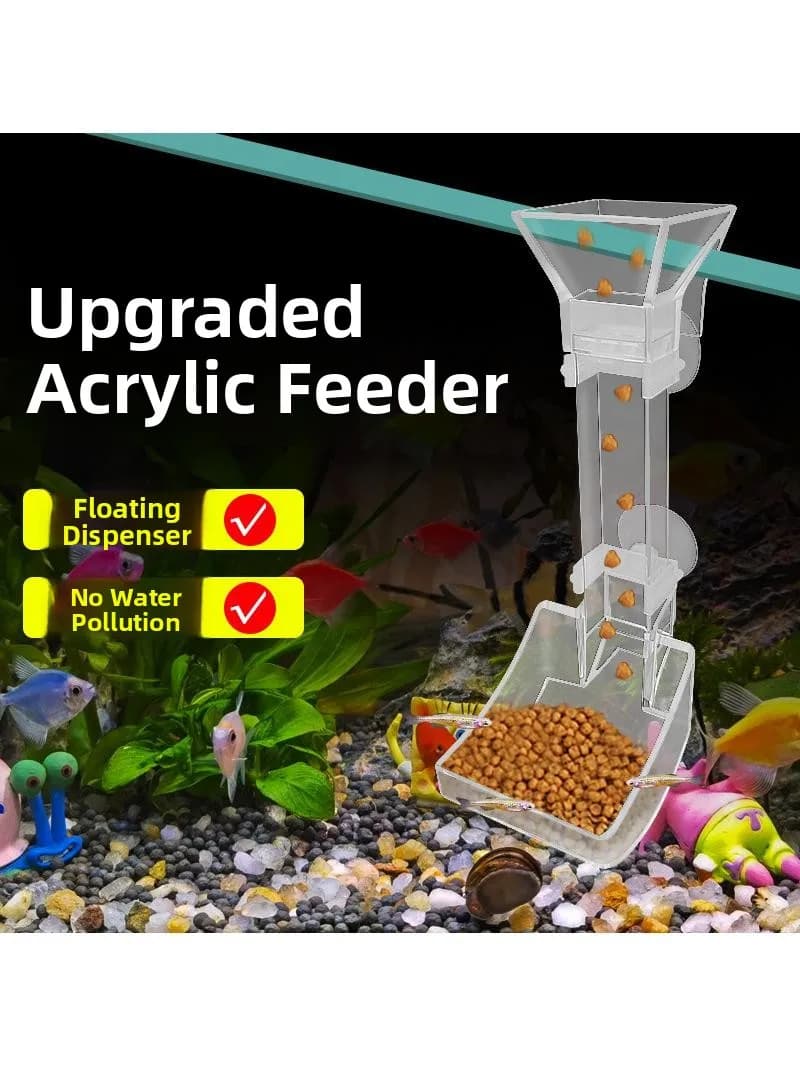 Ciotola Automatica per Pesci in Vetro HD, Tubo di Alimentazione per Acquario, Attrezzatura per Pesci, Forniture per Animali Domestici