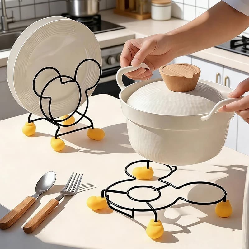 1 pezzo di supporto isolante per fornelli da cucina, supporto per riporre oggetti da cucina Mickey, supporto per ciotole, supporto per pentole, supporto per posate, multifunzionale