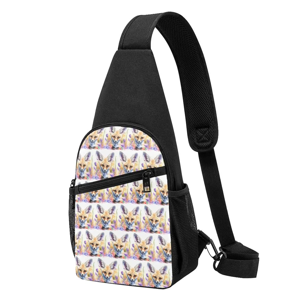 Cute Fennec Fox Chest Bag Men Sling Crossbody Backpack Chest Bag Traveling Hiking Daypack Shoulder Bag