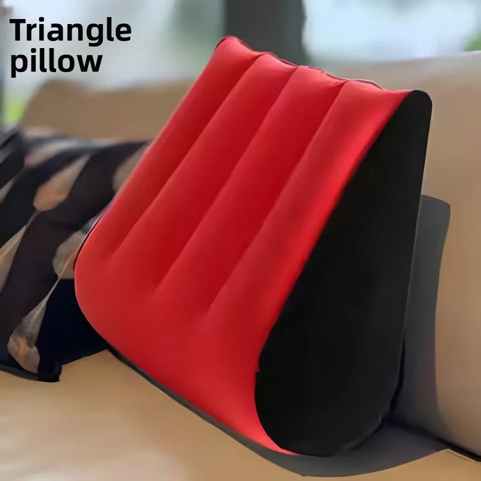 Nuovo cuscino gonfiabile per letto con sedile a cuneo con pompa cuscino triangolare portatile leggero Set di cuscini per il corpo in PVC blu confortevole