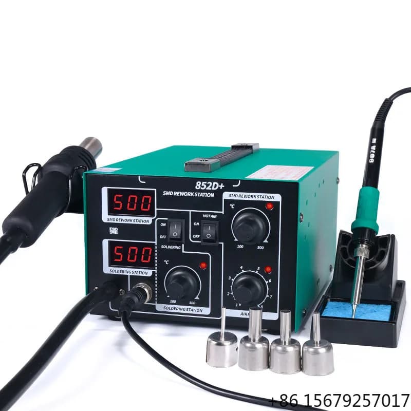 Soldering Iron and Hot air Gun Soldering Station Two in One Digital Soldering Station Desoldering Station Heating up Fast