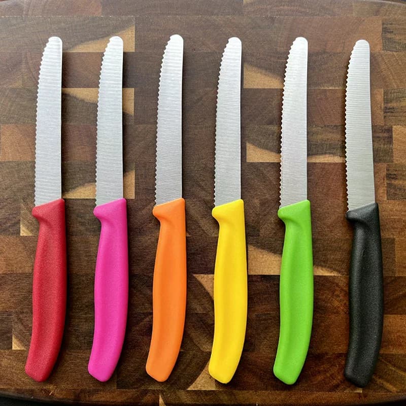 6 Stainless Steel Serrated Steak Knife Round Tip Fruit Vegetable Paring Kitchen Baking Toast Bread Knives No Rust Safe Cut
