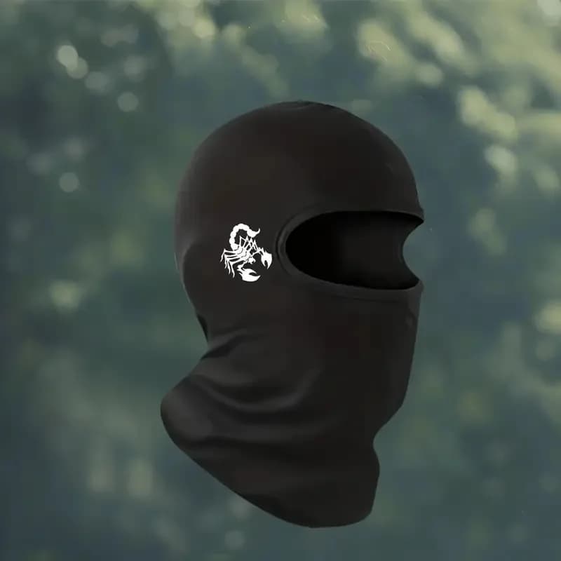 Outdoor cycling mask, breathable sunscreen, single hole cycling hat with scorpion print
