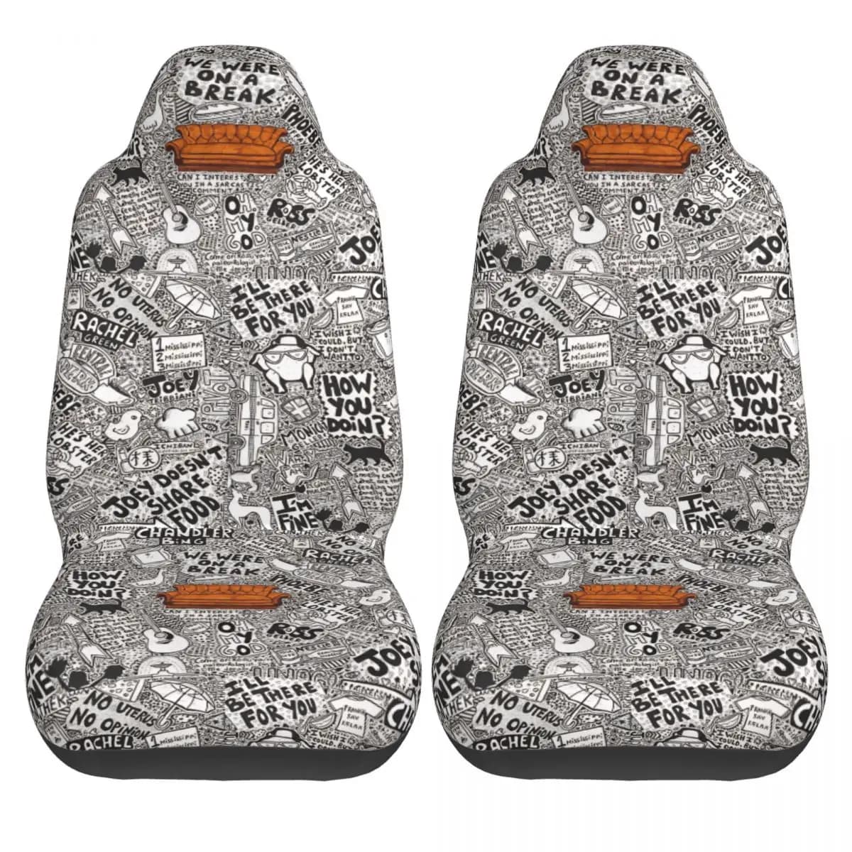 Car Seat Covers Friends TV Show Car Seat Covers for Elasticized Cars Polyester 2 Pieces Nice Seat Covers for Bus