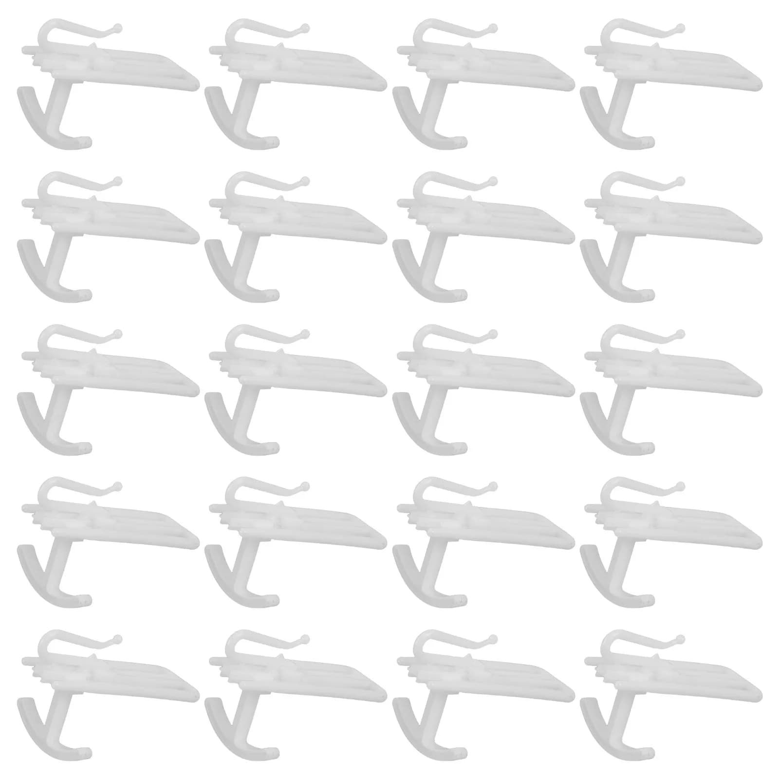 20Pcs Adjustable Plastic Curtain Hooks White Curtain Hanging Hooks Space Saving Pleat Hook Design Minimalist Modern Living Room