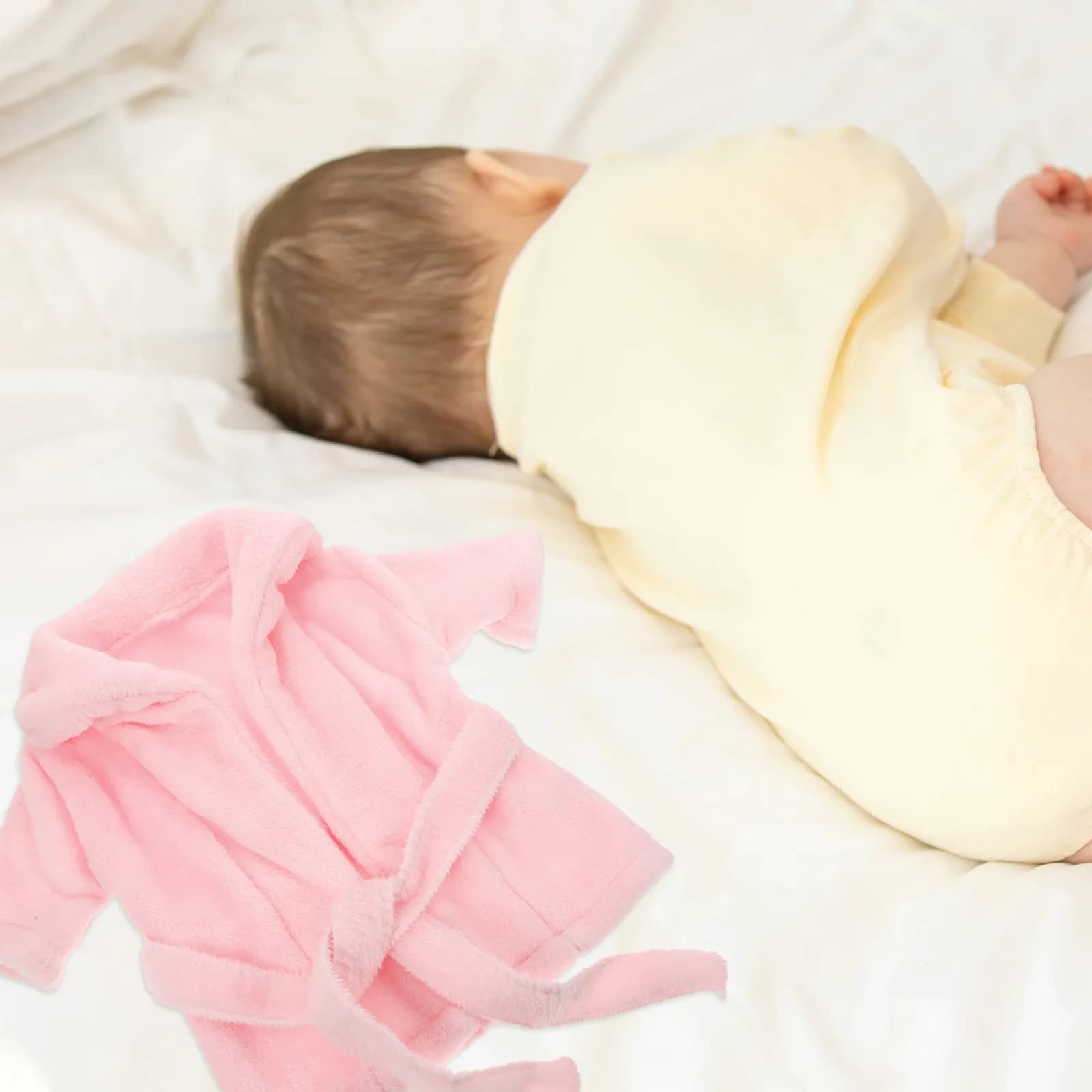 Set di Accessori per Fotografia Neonati: Accappatoio in Pile Corallo Morbido, Asciugamano per Bambini, Accessorio Fotografico Carino