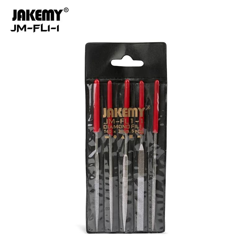 JAKEMY JM-FL1-1 Set di lime ad ago diamantate 5 in 1 per telefono cellulare Pietra Vetro Riparazione di metalli Intaglio Artigianale Lucidatura Utensili manuali
