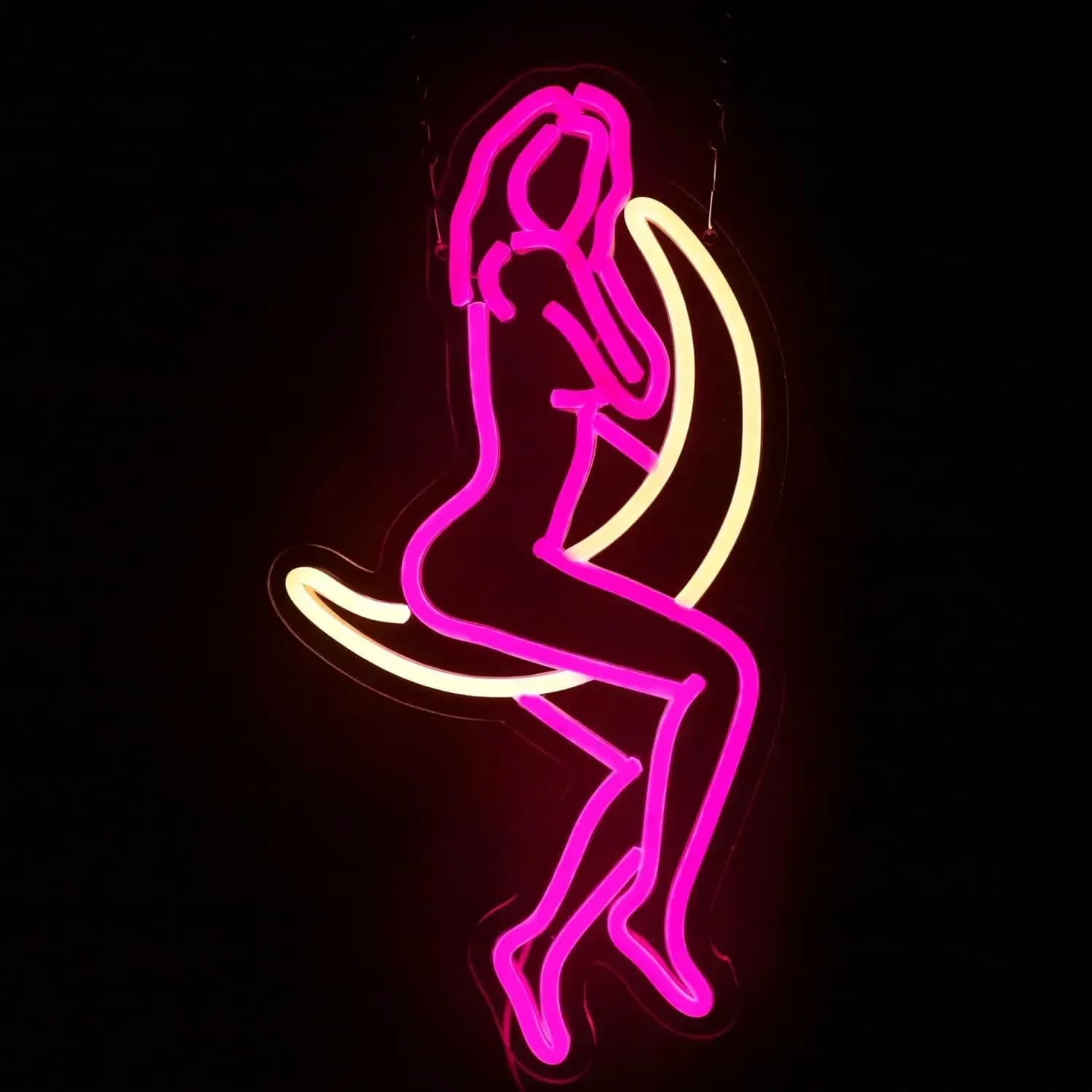 Luce al Neon Moon Lady, Decorazione per Camera da Ragazza, Insegna al Neon USB Dimmerabile per Ristoranti, Caffè, Feste di Compleanno, Negozi Izakaya, Regali