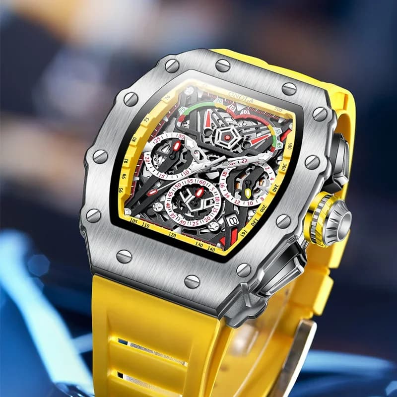 ONOLA 6827 Men's quartz watch type single barrel Fashion Calendar Watches with men's waterproof silicone strap Relojes Para Hombres