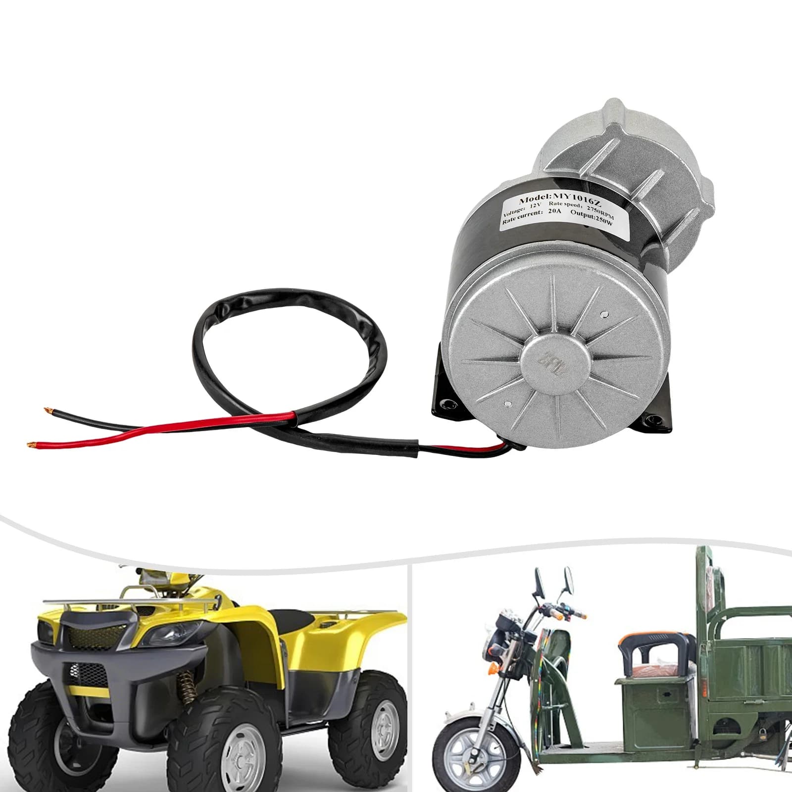 250W Speed Reduction Electric Motor with 9 Tooth Sprocket, Brushed DC Motors with Reducer, Charge Capacity Approximately 100kg/220lbs