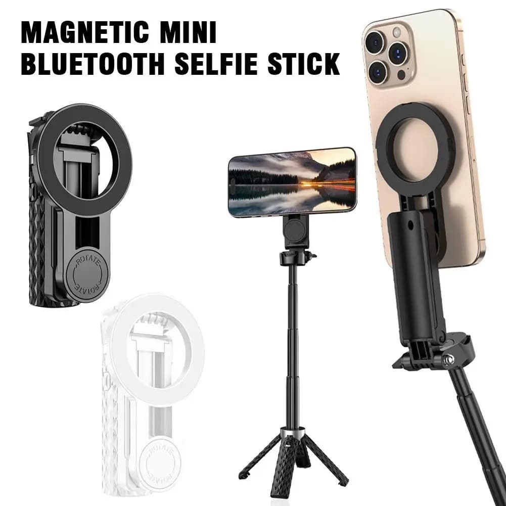 Mini bastone per selfie magnetico con pulsante Bluetooth, fotocamera portatile multifunzionale per riprese e streaming live