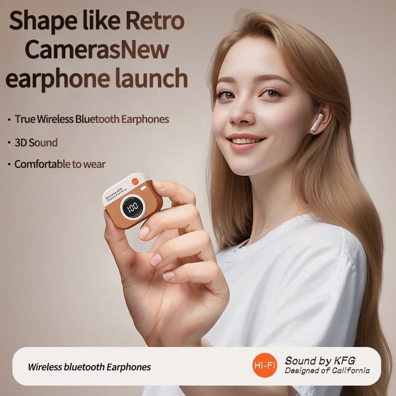 2025 New TWS wireless earphones with Bluetooth 5.4 36 hours playback Sports earphones with LED display Built-in headphones and microphone