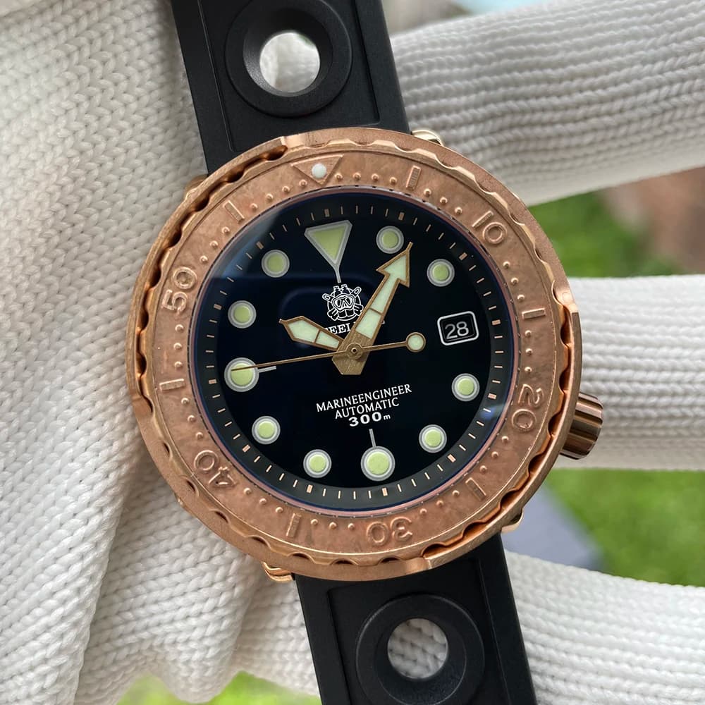 STEELDIVE Top Brand ufficiale SD1975S CUSN8 Orologio subacqueo in bronzo Rivestimento automatico AR Vetro zaffiro Orologio da uomo resistente all'acqua 300M