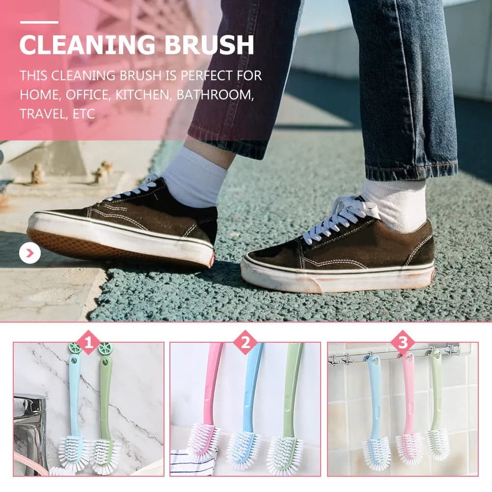Set di 4 Spazzole per Pulizia Scarpe con Manico Lungo, Spazzola in Plastica per Casa, Bagno, Cucina, Strumento per Pulizia con Anello per Appendere