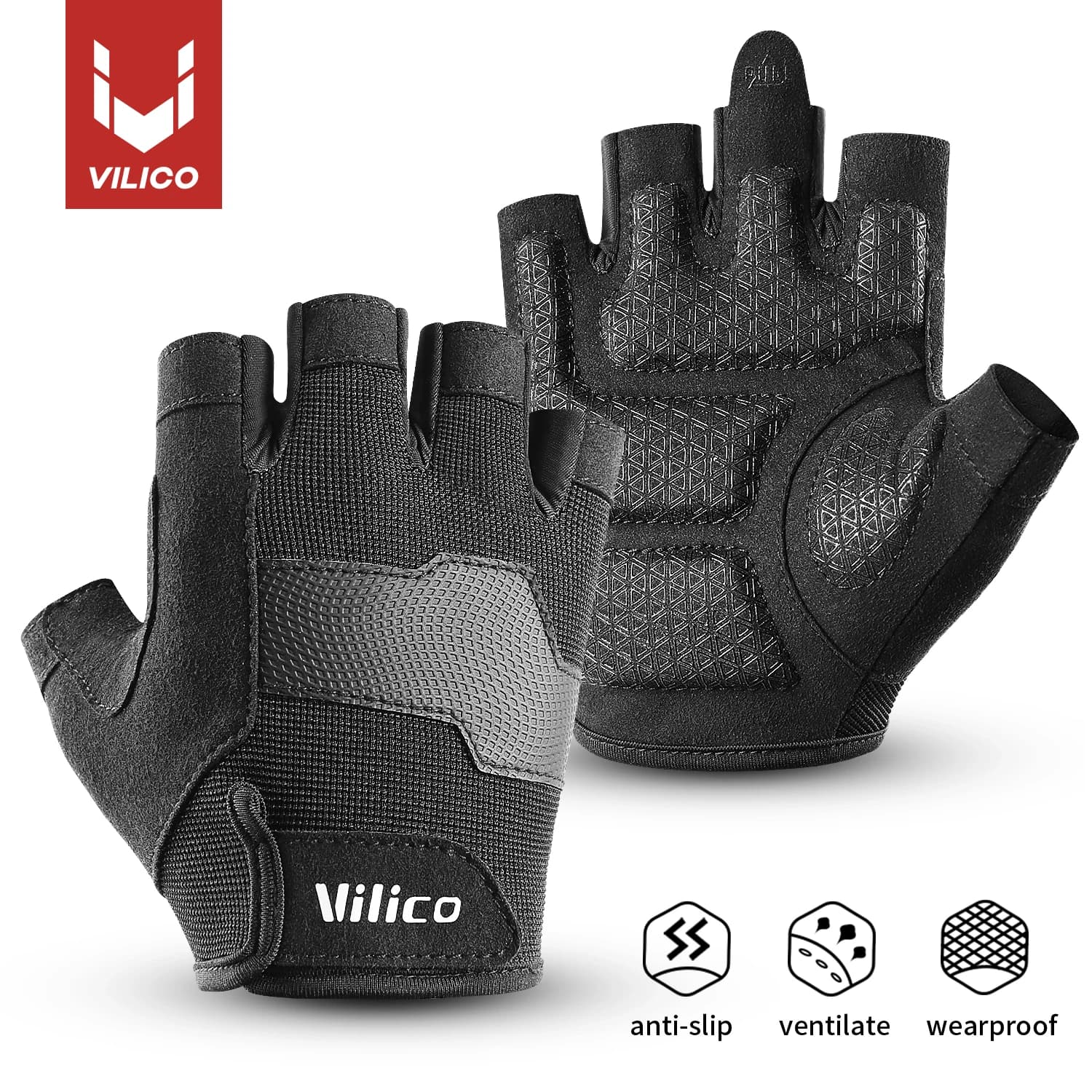 Guanti da ciclismo fitness, guanti estivi a mezze dita traspiranti antiscivolo con imbottitura SBR antiurto per MTB e bici da strada