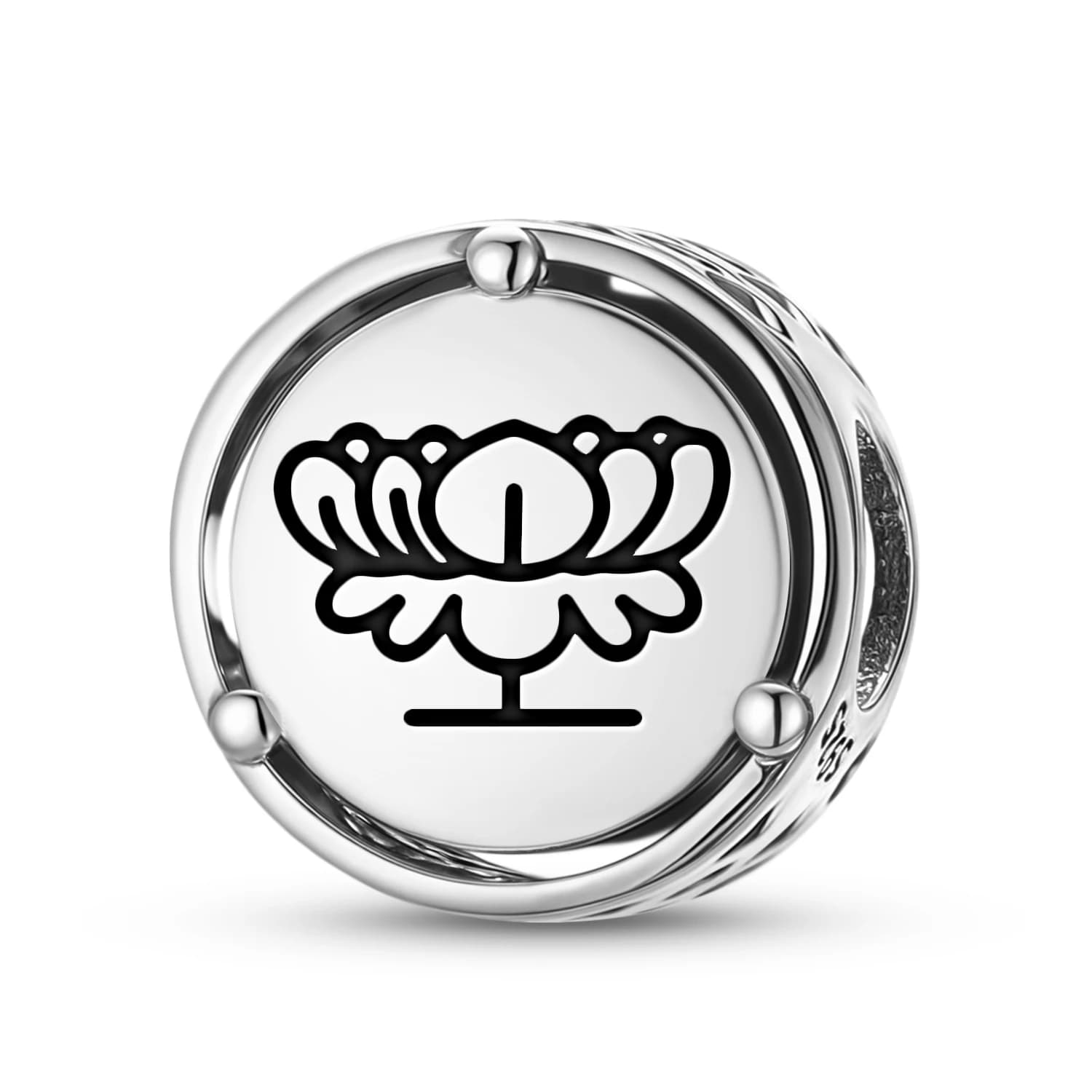 Charm in Argento Sterling 925 con Loto Blu del Jainismo, Compatibile con Bracciali Originali, Accessori per Gioielli Fai-da-Te, Perla per Famiglia