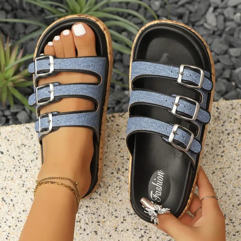 New Fashionable and Casual Open-toe Platform PU Womens Slippers 2026 Summer Comfortable Outdoor Walking Sandals By Mujer Zapatos