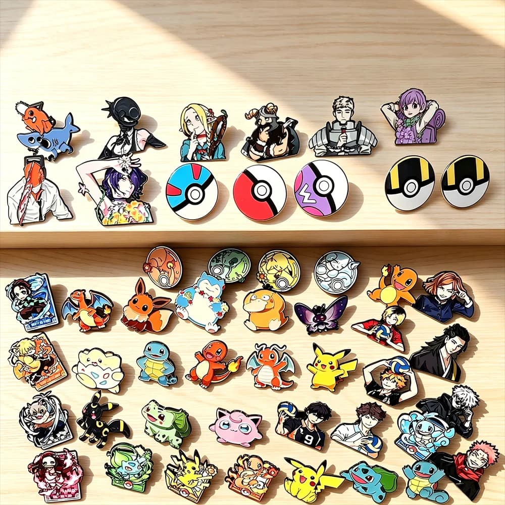 4/8/20/30pcs Surprise Random Cute Japanese Anime Cartoon Enamel Pins Cute Monster Brooch Decor Accessory for Clothing Backpacks