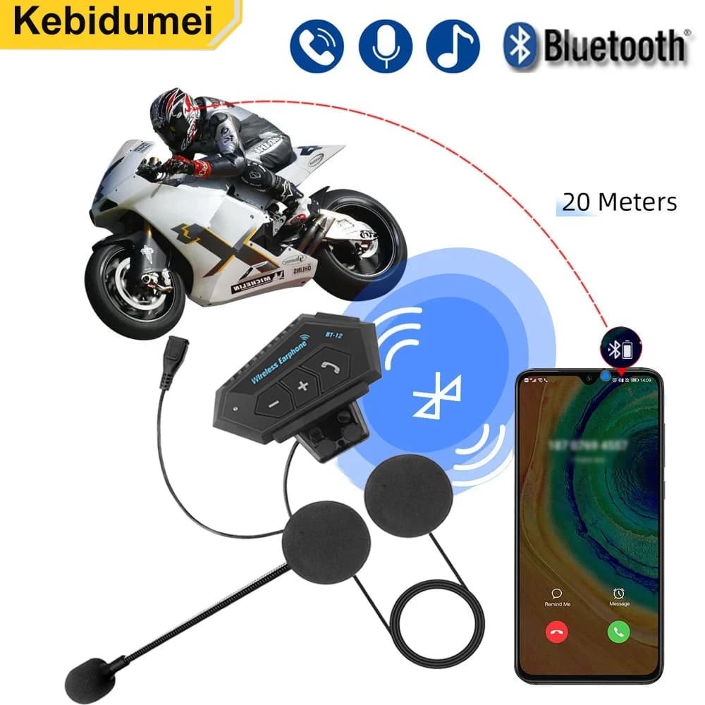 Cuffie per casco moto BT12 20 ore di riproduzione Cuffie wireless Bluetooth Cuffie per motore Auricolari per bici Auricolari stereo vivavoce