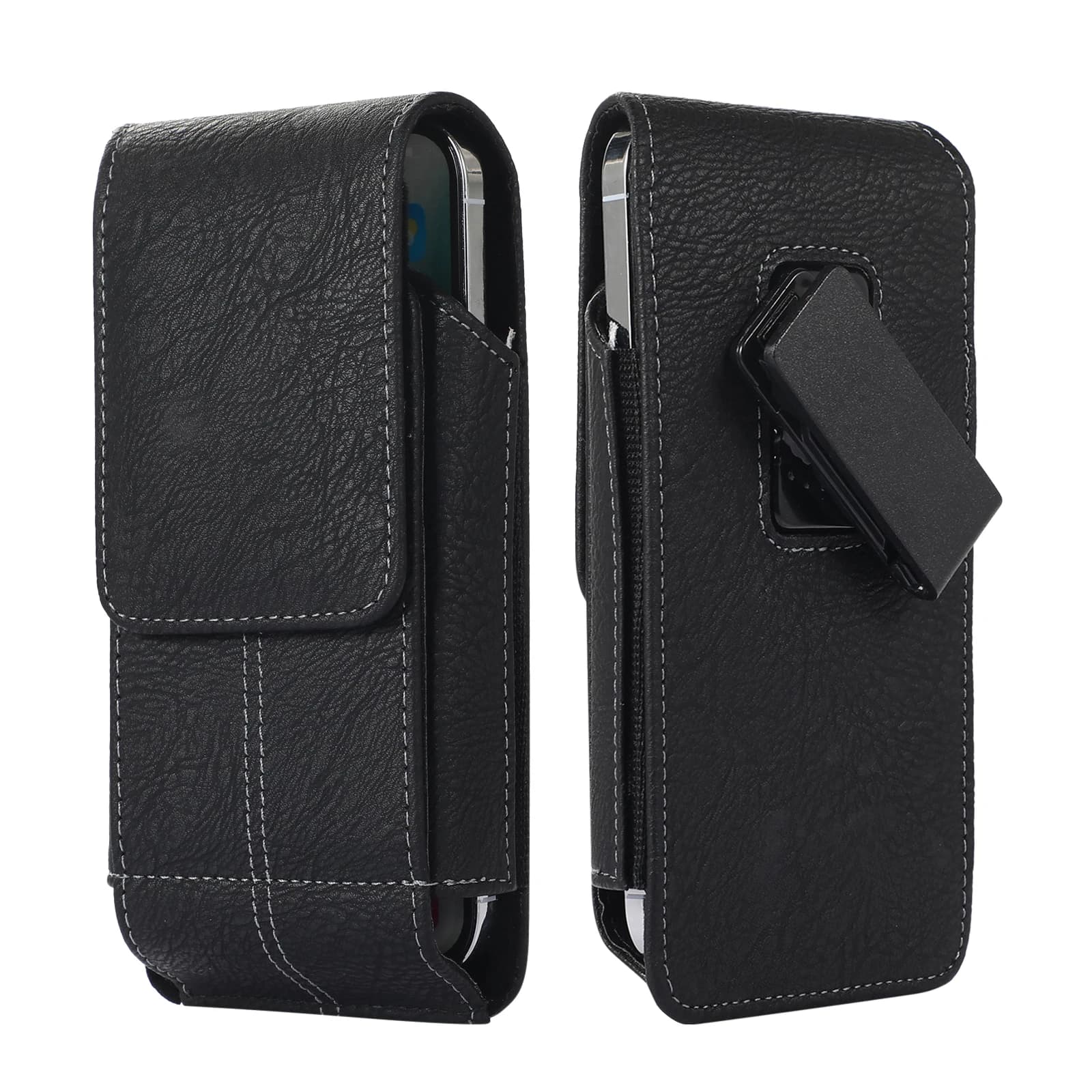 Custodia per telefono in pelle PU Custodia per telefono per iPhone da 5,5 "-7" Samsung Huawei Xiaomi Marsupi verticali con clip da cintura Borsa per telefono