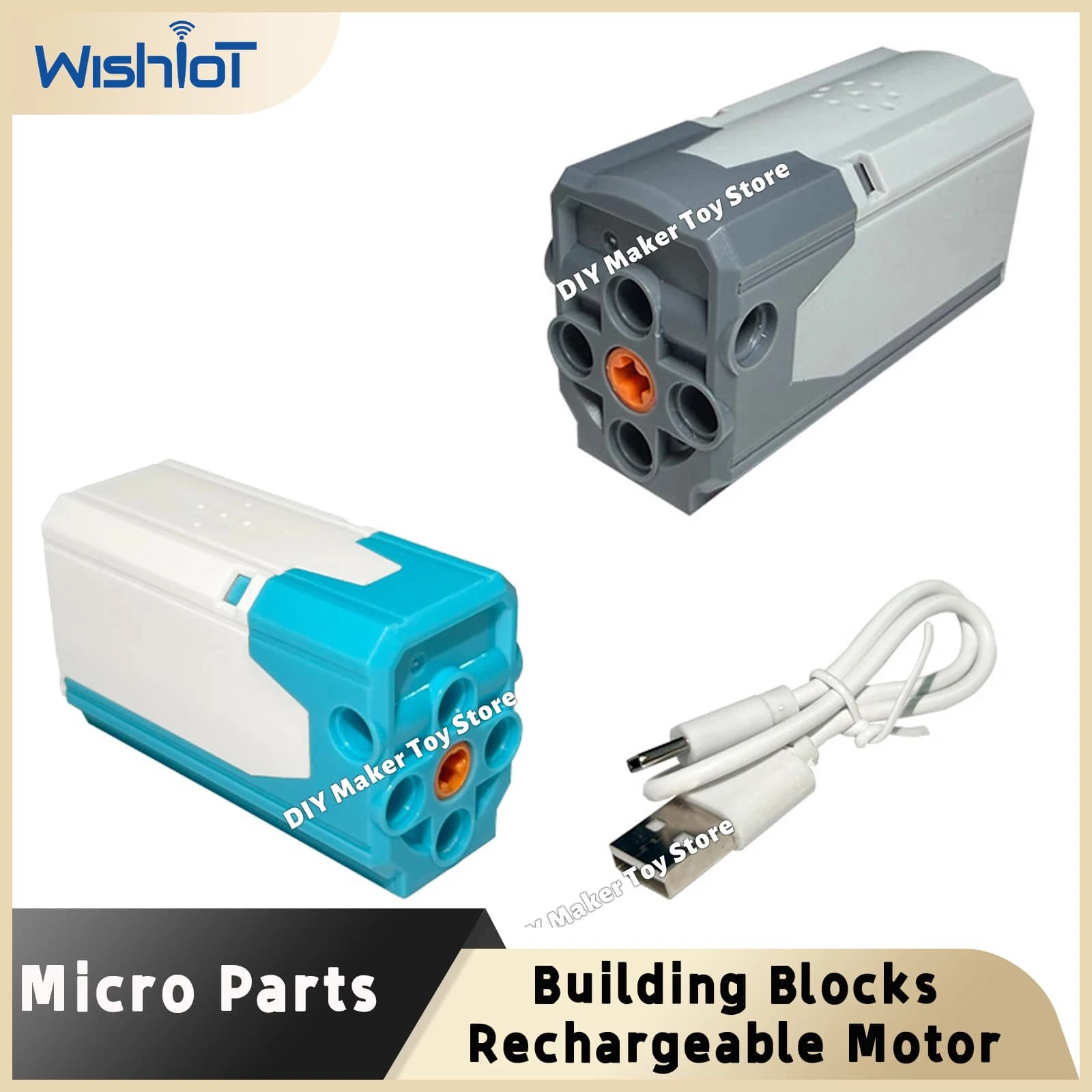 1/2/4PCS MOC Rechargeable Motor Electric Building Blocks Power Parts M / L Motor Replacements for DIY Technology Car Truck Model