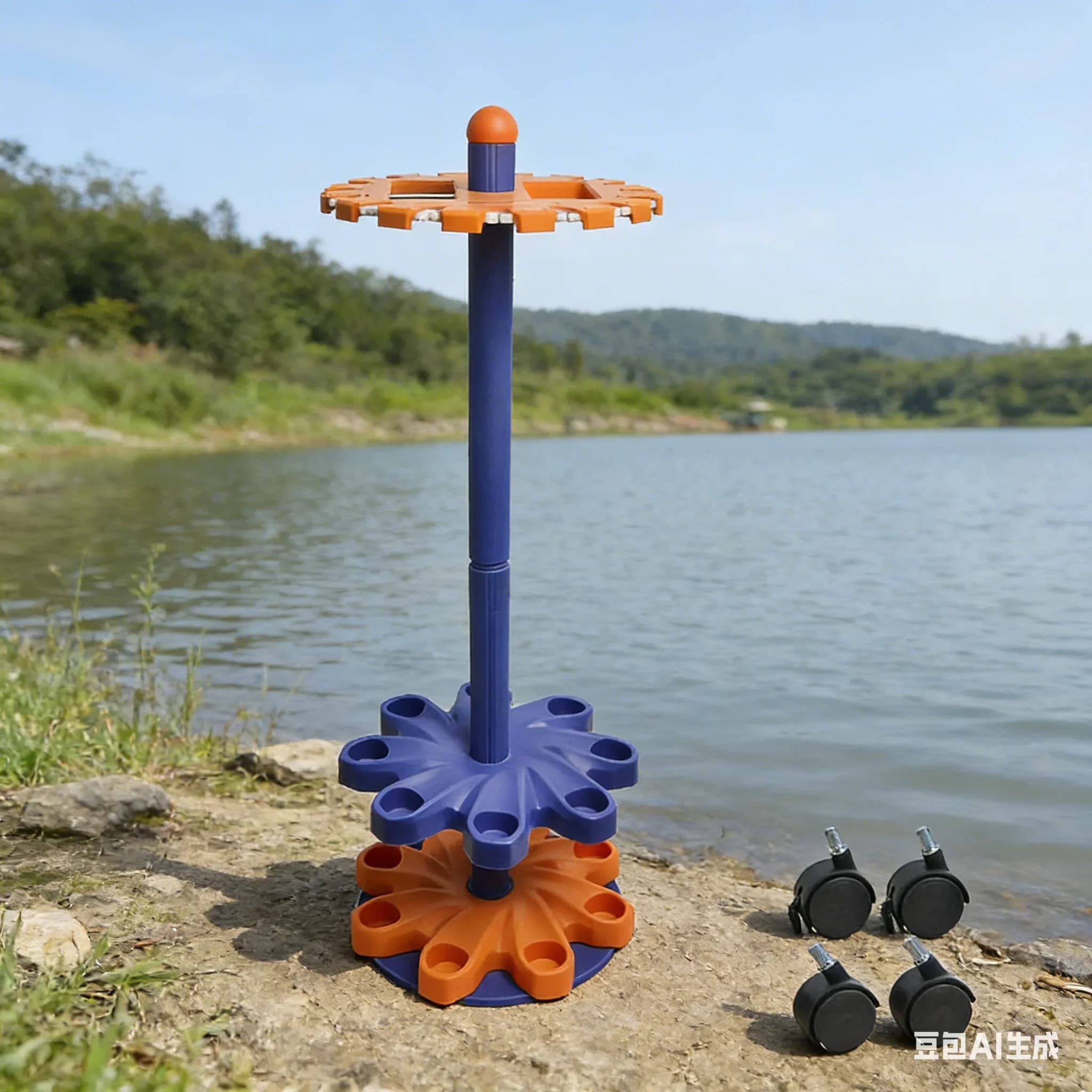 1 porta canne da pesca multifunzionale a 16 slot 360° ° Espositore Girevole da Pavimento per Canne da Pesca, Accessori per la Pesca