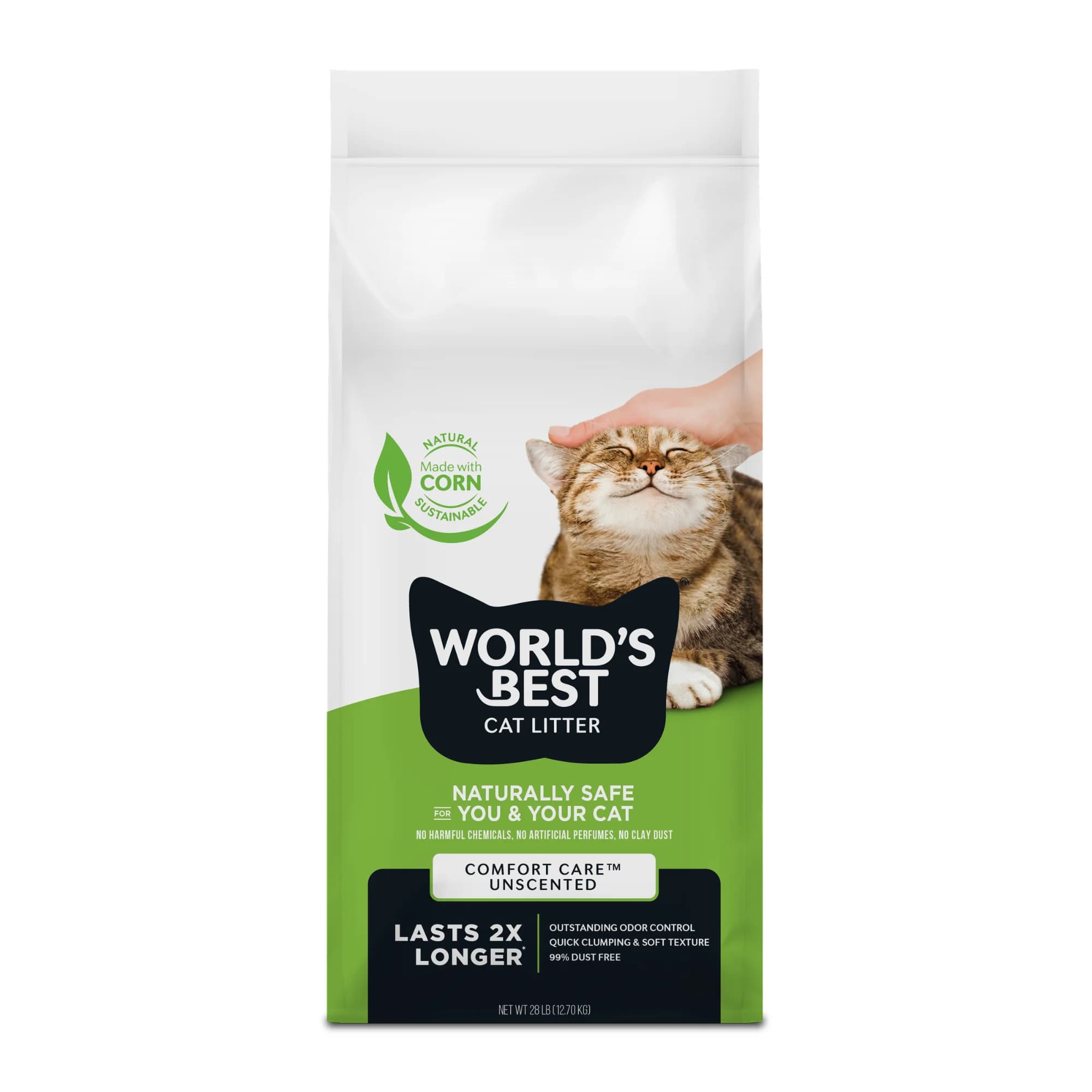 Comfort Care Unscented - Natural Ingredients, Quick Clumping, Flushable, 99% Dust Free - Long-Lasting Odor Control & Easy Scoopi