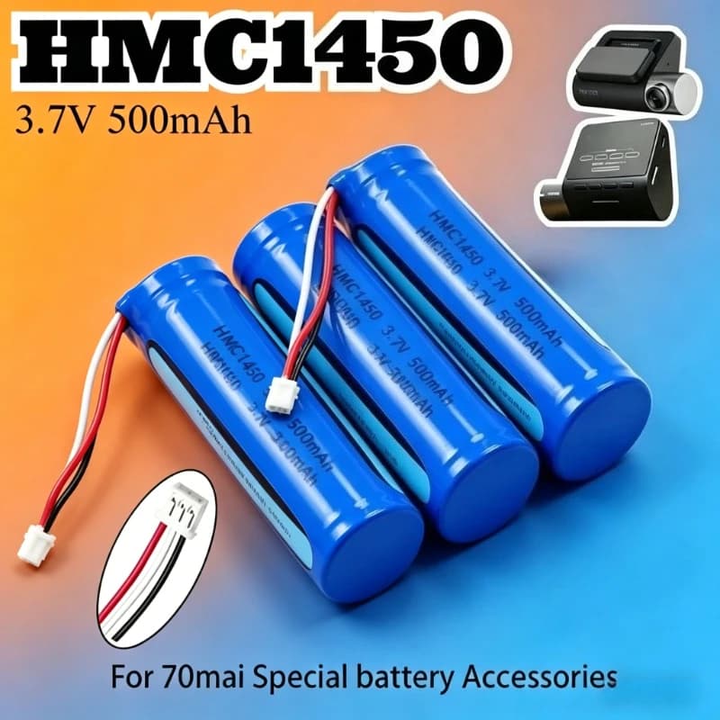 3.7V 500mAh HMC1450 Rechargeable Lithium Battery Universal Replacement for 70mai Car Dash Cam Pro DVR Video Recorder Accessories