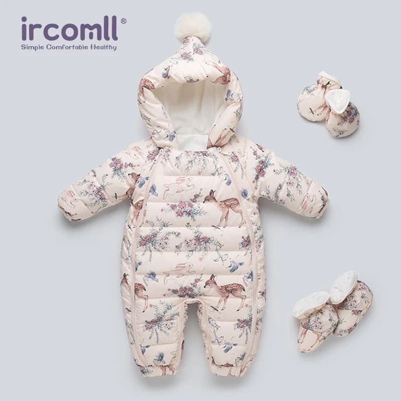 Ircomll Warm Overalls White Duck Down Infant Outerwear Winter Baby Girl Boy Lightweight Down Jacket Newborn Clothes Coat Romper