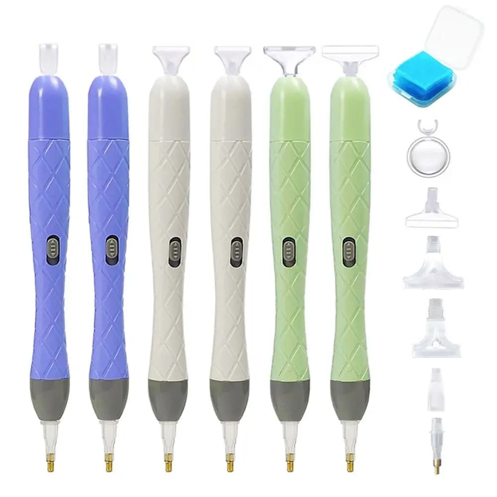 Cross Stitch Accessories Diamond Painting Pen Set Two Colors of Light with Multifunctional Tips LED Diamond Painting Pen