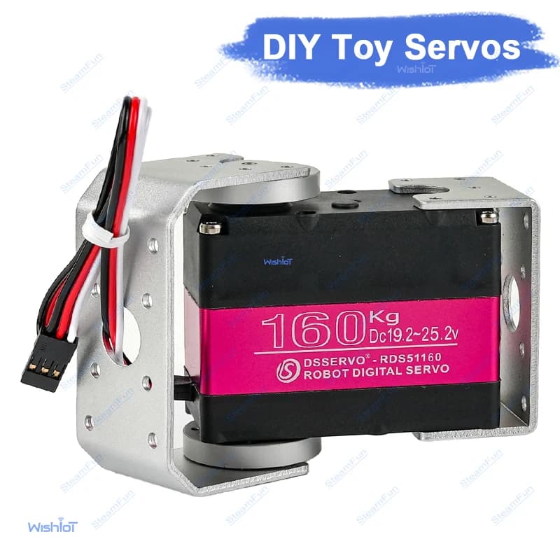 Servo Digitale 24V 180/270 Gradi ad Alta Coppia, Doppio Asse 160KG Impermeabile IP66 con Staffa a U per Auto Robot RC RDS51160